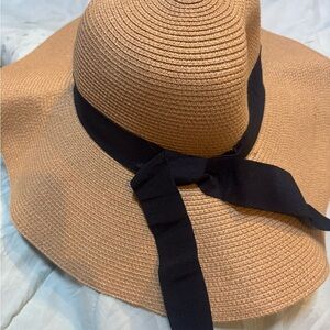 Elegant Tan Sun Hat with strap